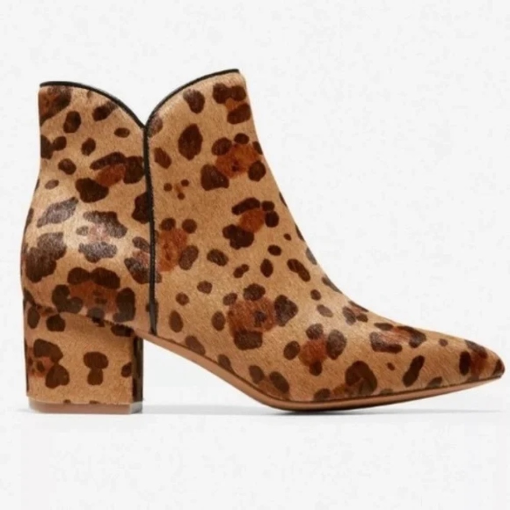 Cole Haan, Women's the Elyse Leopard Print Calf Hair Inside Zip Booties
